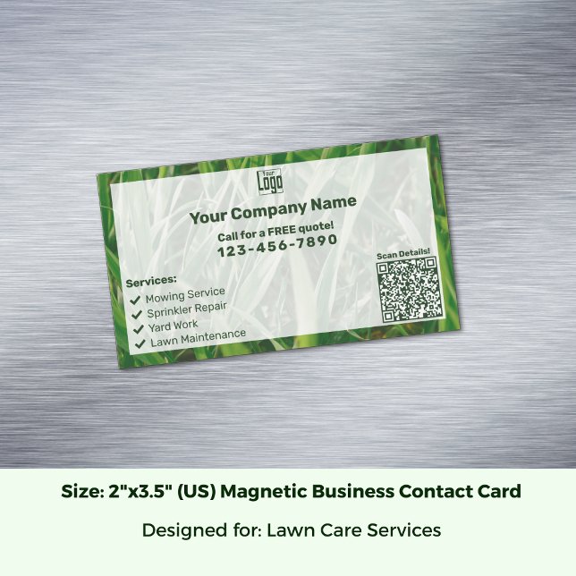 Custom Photo CTA QR Code Green White Lawn Care Business Card Magnet (Custom Photo CTA QR Code Green White Lawn Care Business Card Magnet, Size 2x3.5 inch (US))