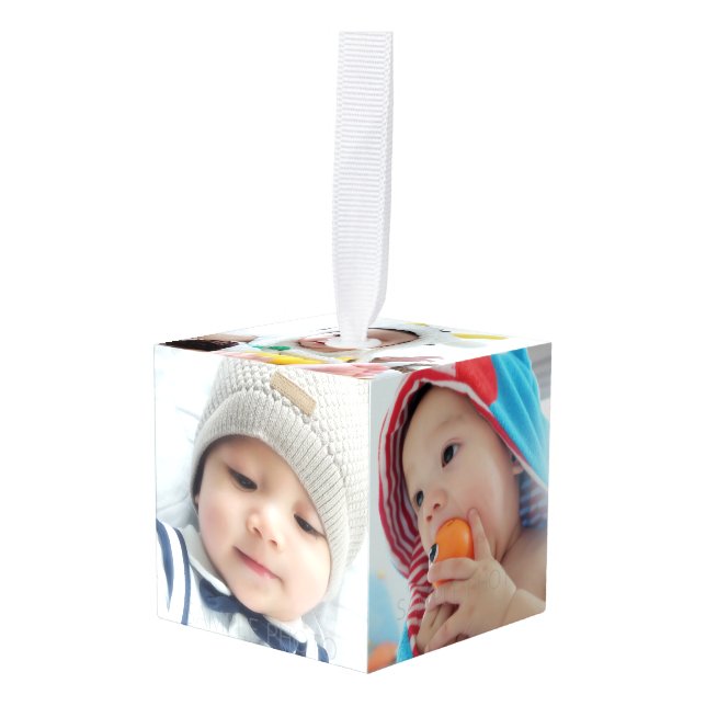 Custom Photo Cube Ornament (Front Angled)