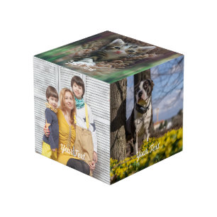 Custom Photo Cube with Text Personalized Design