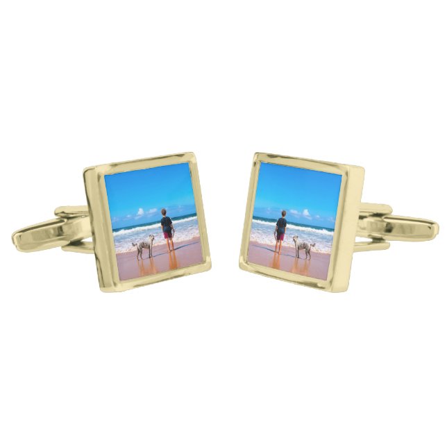 Custom Photo Cufflinks Gift Your Favorite Photos (Angled)