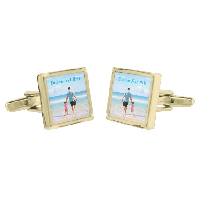 Custom Photo Cufflinks with Your Photos and Text (Angled)