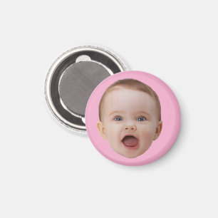 Custom Photo , Custom Photo Face Pink Magnet
