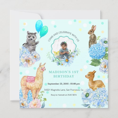 Custom Photo Cute Animals  Birthday Invitation