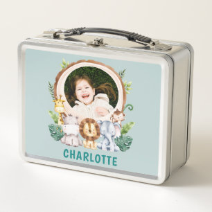 Custom Photo Cute Animals Preschool Kid Metal Lunch Box