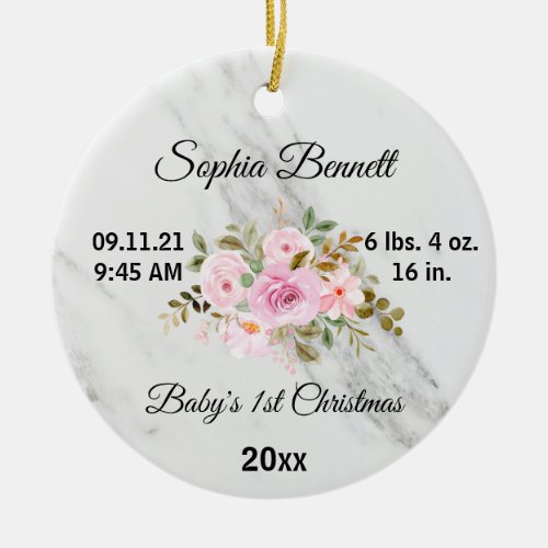 Custom Photo Cute Babys First Christmas 2023 Ceramic Ornament