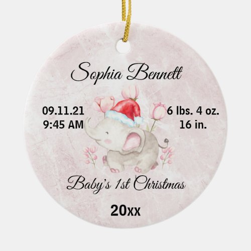 Custom Photo Cute Babys Girl First Christmas 2023 Ceramic Ornament