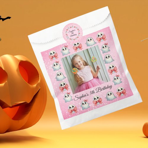 Custom Photo Cute Ghost Birthday  Favor Bag