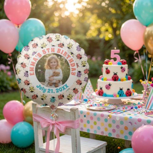 Custom Photo Cute Ladybugs Birthday Party Balloon