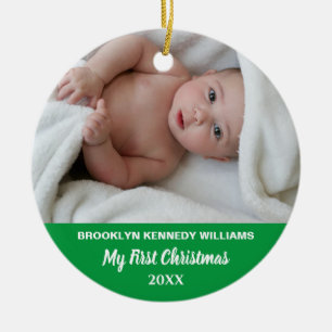 Custom Photo Cute New Baby Newborn First Christmas Ceramic Ornament