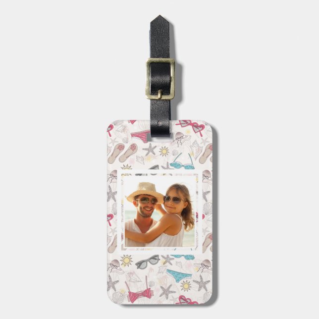 Custom Photo Cute Summer Abstract Pattern Luggage Tag (Front Vertical)