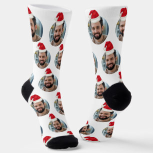 Custom Photo Cute White Christmas Socks