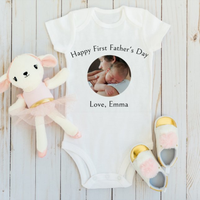 Custom Photo Dad & Baby Happy First Father's Day  Bodysuit (Creator Uploaded)
