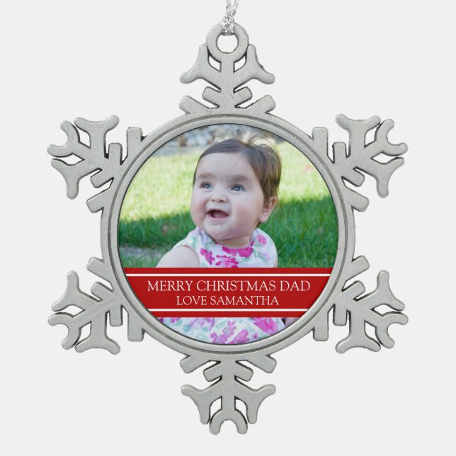 Custom Photo Dad Christmas Ornament (Front)