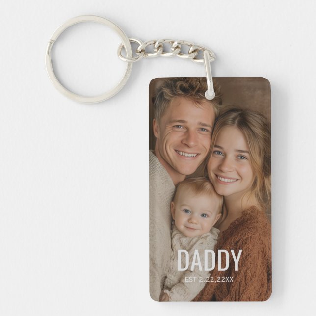 Custom Photo "DADDY'' Modern Keychain (Front)