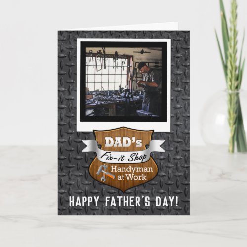 Custom Photo Dads Fix_it Shop Handyman Fathers Day Card