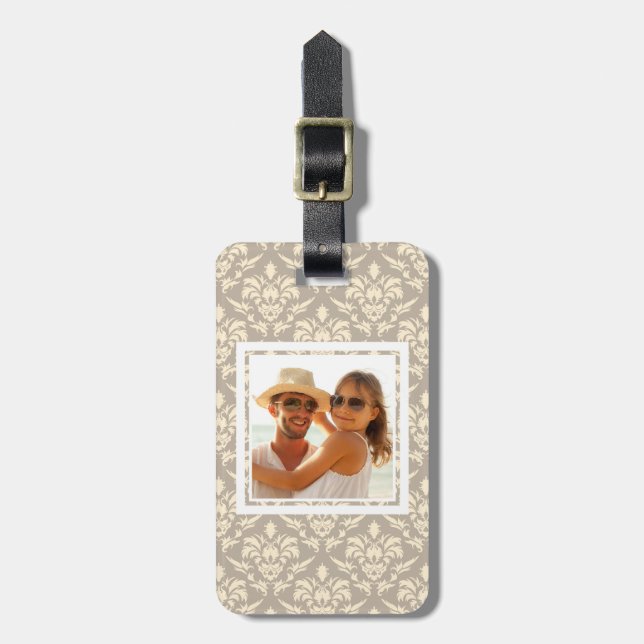 Custom Photo Damask 2 Luggage Tag (Front Vertical)