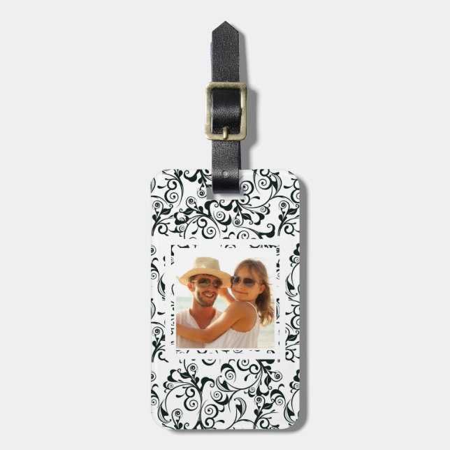 Custom Photo Damask Luggage Tag (Front Vertical)