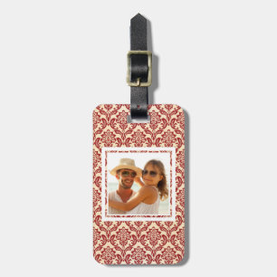 Custom Photo Damask pattern wallpaper Luggage Tag