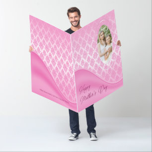 Custom Photo Damask & Satin Mother's Day Card