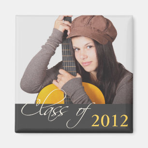 Custom photo dark gray class of school graduation magnet