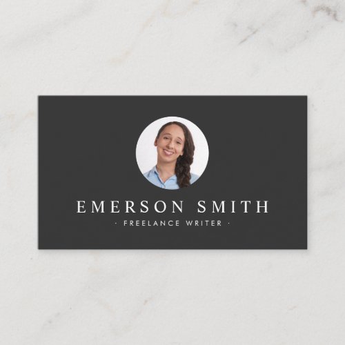 Custom photo dark gray modern minimalist business card
