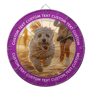 Custom Photo Dartboard & Text - PURPLE Surround