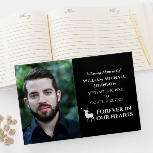 Custom Photo Deer Forever In Our Hearts Memorial Guest Book