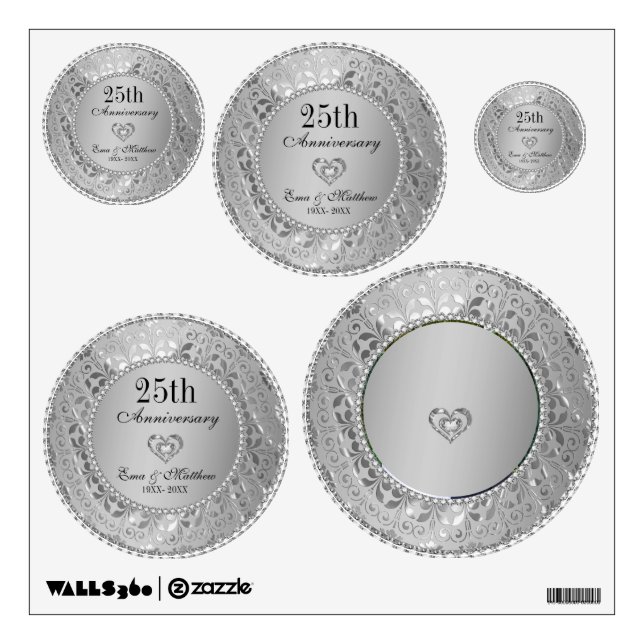 Custom Photo Diamonds Heart Anniversary Wall Decal (Front)