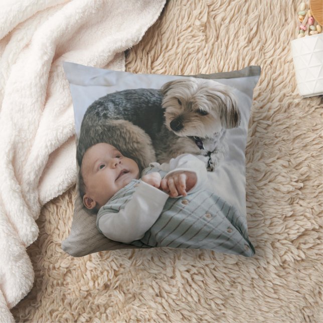 Custom Photo Dog Baby Keepsake Double Sided  Throw Pillow (Blanket)