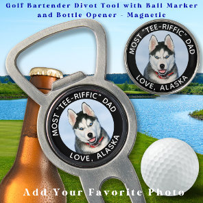 Custom Photo Dog Best Dad Ever Pet Modern Golf Divot Tool