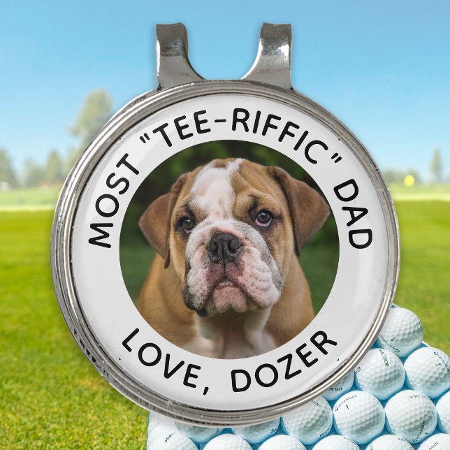Custom Photo Dog Best Dad Ever White Black Golf Hat Clip (Creator Uploaded)
