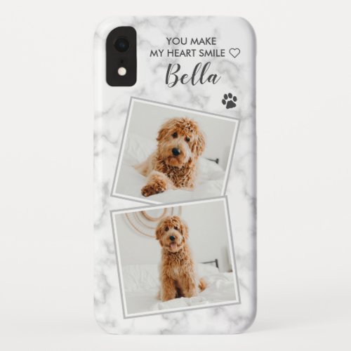 Custom Photo Dog Cat Pet Cute Quote Marble Photo iPhone XR Case