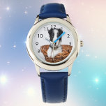 Custom photo dog cat photo child watch<br><div class="desc">Personalize and add your photo of your family pet,  dog,  cat,  bird,  rabbit - or favorite fish!   Black numbers.</div>