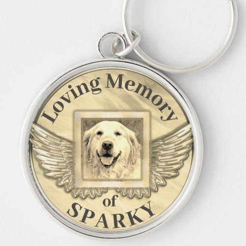 Custom Photo Dog Memorial Gold Keychain