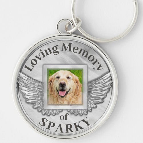 Custom Photo Dog Memorial Silver Keychain
