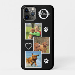 Custom Photo Dog Pet Cat Monogram Initial Black iPhone 11 Pro Case