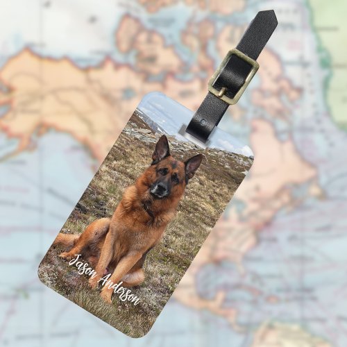 Custom photo dog pet luggage tag
