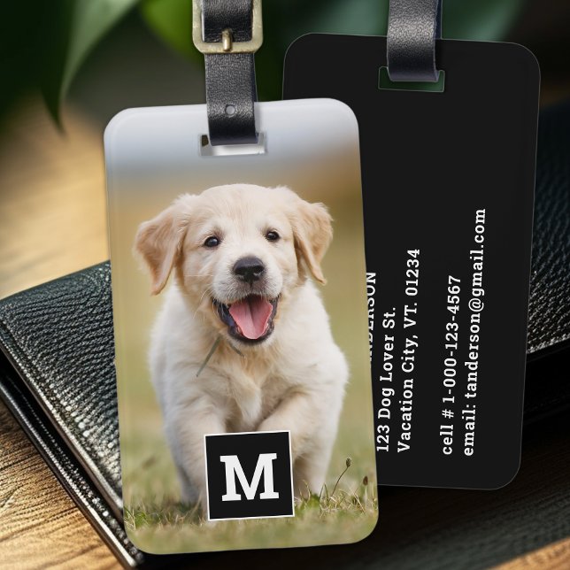 Custom Photo Dog Pet Puppy Personalized Monogram Luggage Tag (Creator Uploaded)