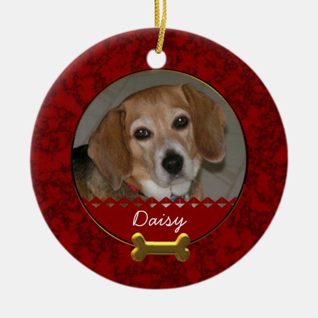 Custom Photo Dog Remembrance Ornament (Front)