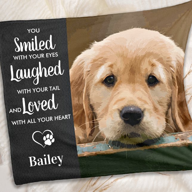 Custom Photo Dog Remembrance Pet Memorial Fleece Blanket (Creator Uploaded)