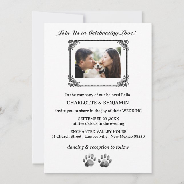 Custom Photo Dog Theme Wedding Invitation (Front)