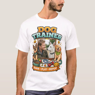 Custom Photo Dog Trainer Fun Cartoon Illustration T-Shirt
