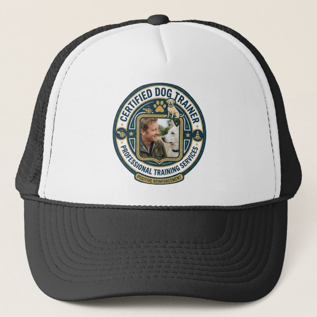Custom Photo Dog Trainer Logo   Trucker Hat (Front)