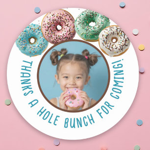 Custom Photo Donut Birthday Thanks A Hole Bunch Classic Round Sticker