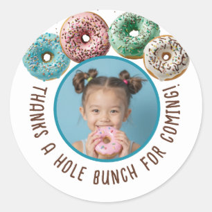 Custom Photo Donut Birthday Thanks A Hole Bunch Classic Round Sticker