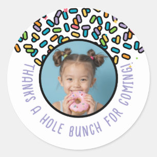 Custom Photo Donut Sprinkles Thanks A Hole Bunch Classic Round Sticker