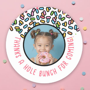 Custom Photo Donut Sprinkles Thanks A Hole Bunch Classic Round Sticker