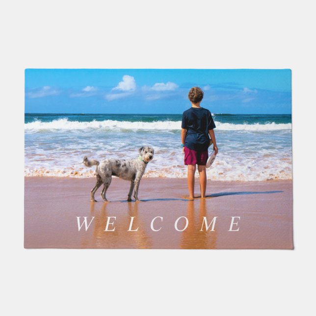 Custom Photo Doormat Welcome with Your Photos (Front)