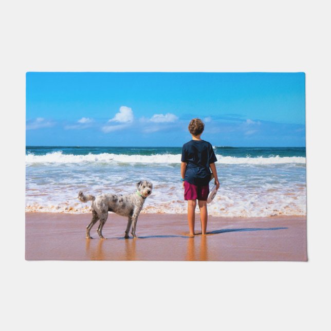 Custom Photo Doormat Your Design - I Love My Pet (Front)