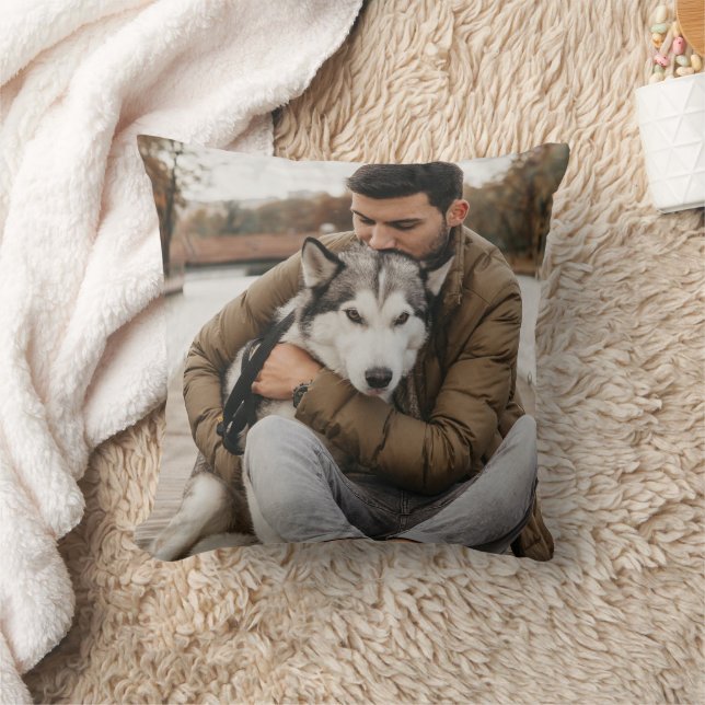 Custom Photo Double Sided Dog Pet Dog Dad Throw Pillow (Blanket)